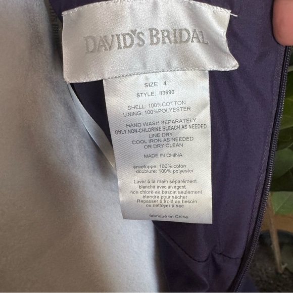 David's Bridal Plum Pleated Midi Dress with Pockets - Picture 8 of 8